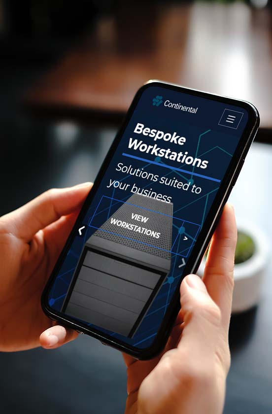 Continental Corporate website on phone