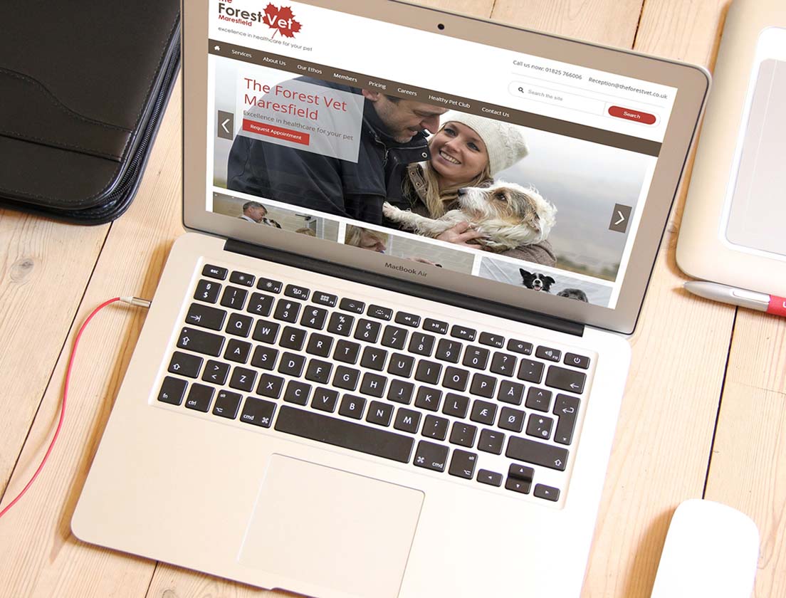 The Forest Vet website design on MacBook