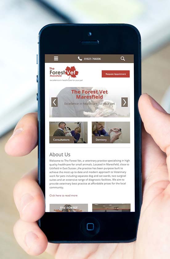 The Forest Vet mobile website on iPhone