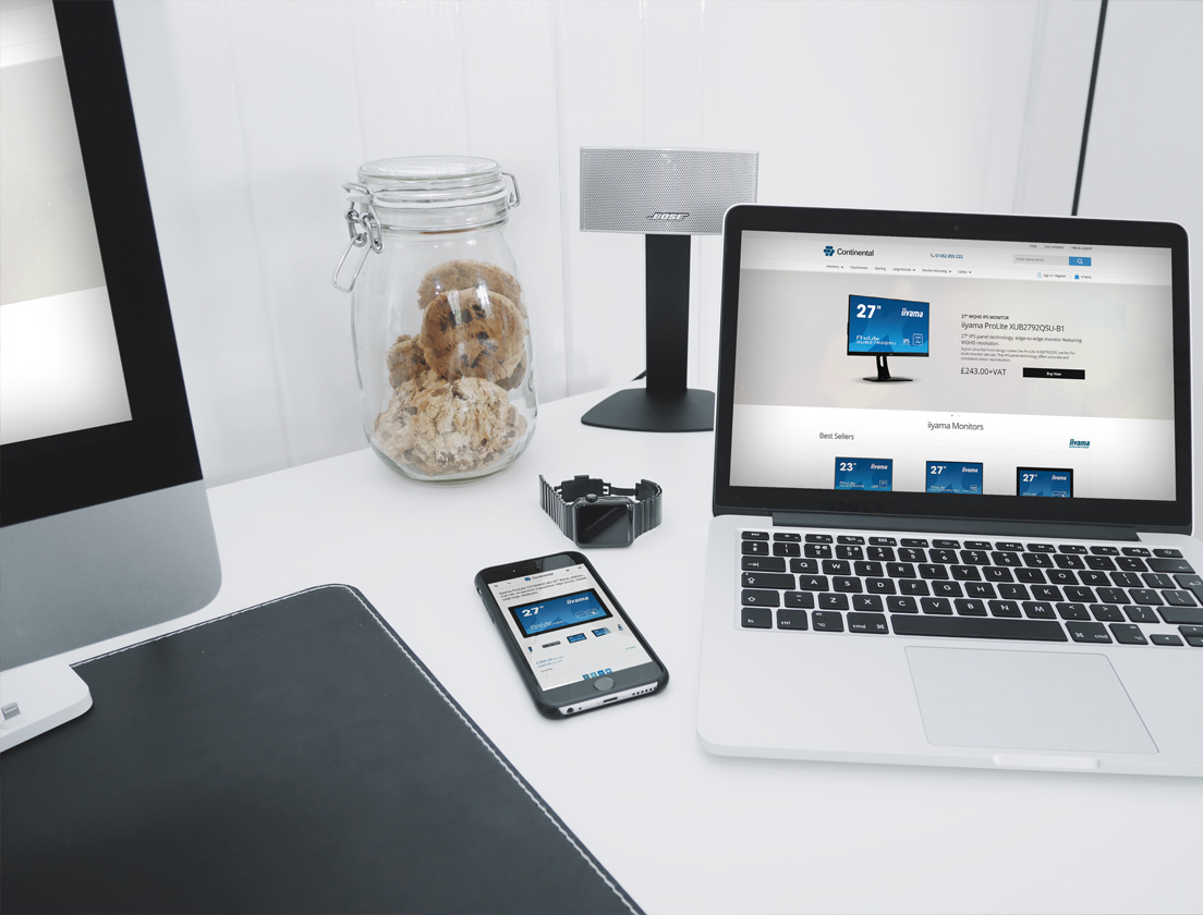 iiyama Monitors responsive website on MacBook