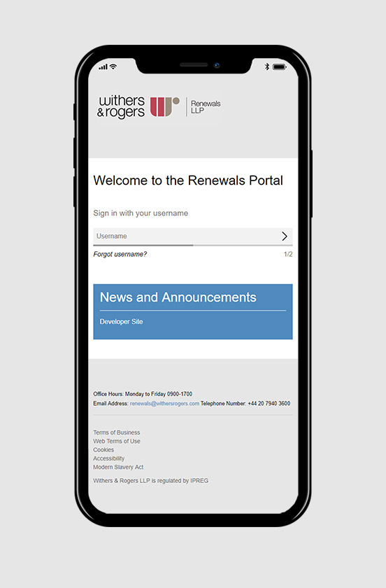 withersrogers responsive website on iPhone
