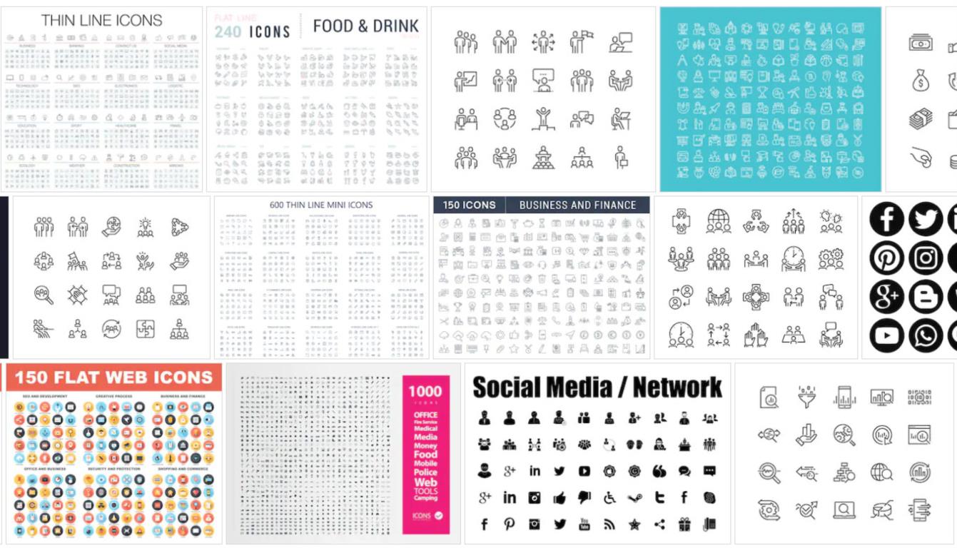 Stock Icons from the likes of ShutterStock